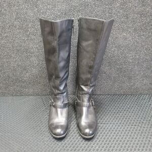Me Too Arctic Womens Black Leather Knee High Zipper and buckle Boots Size 7m- WC